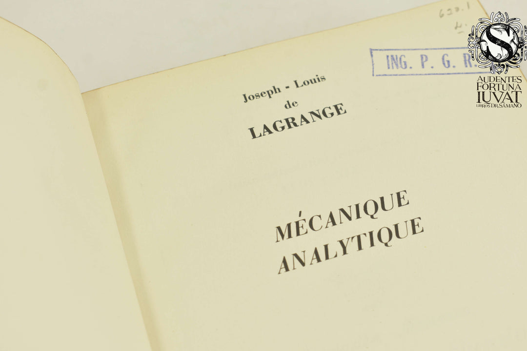 MÉCANIQUE ANALYTIQUE - Joseph-Louis de Lagrange