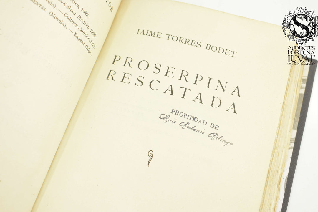 PROSERPINA RESCATADA - Jaime Torres Bodet