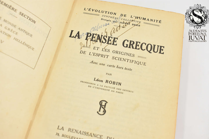 LA PENSEE GRECQUE -  Leon Robib