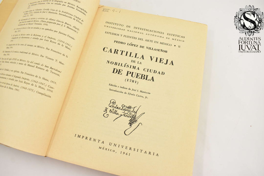 CARTILLA VIEJA DE LA NOBILÍSIMA CIUDAD DE PUEBLA -  Pedro López de Villaseñor