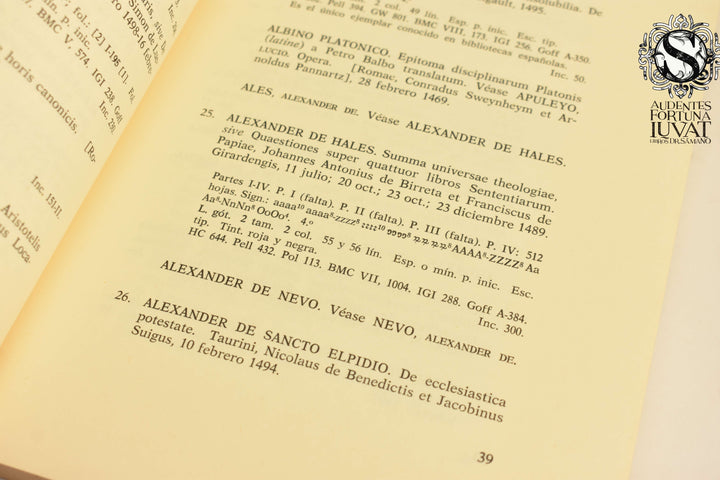 CATALOGO DE INCUNABLES -  Julia Mendez Aparicio