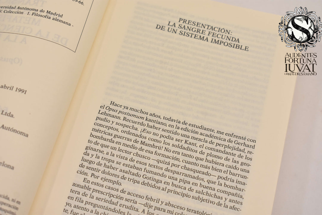 TRANSICIÓN DE LOS PRINCIPIOS METAFÍSISCOS DE LA CIENCIA NATURAL A LA FÍSICA - Immanuel Kant