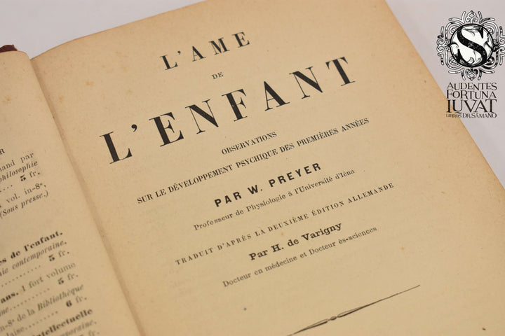 L´AME DE L'ENFANT - W. Preyer