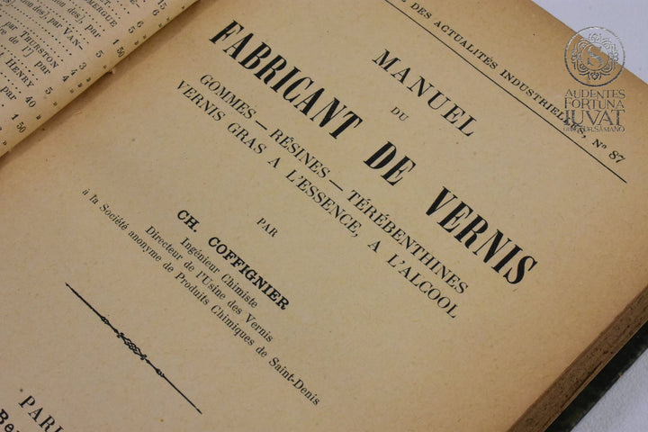 "Manuel du Fabricant de Vernis" - CH. COFFIGNIER