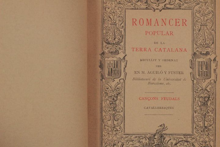 "Romancer popular de la Terra Catalana" - M. AGUILÓ Y FUSTER